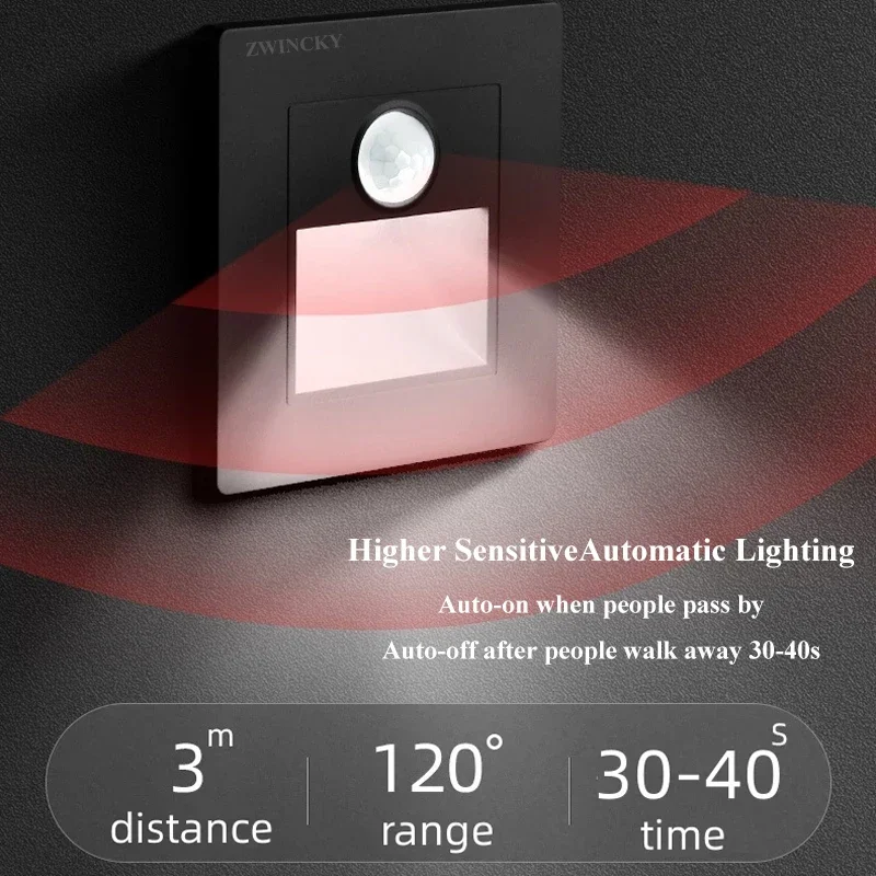 3W Night Light Intelligent Lamp Motion Detector Sensor LED Stair Light Recessed Step Lamp Ladder Wall Lamp Kitchen Foyer Aisle