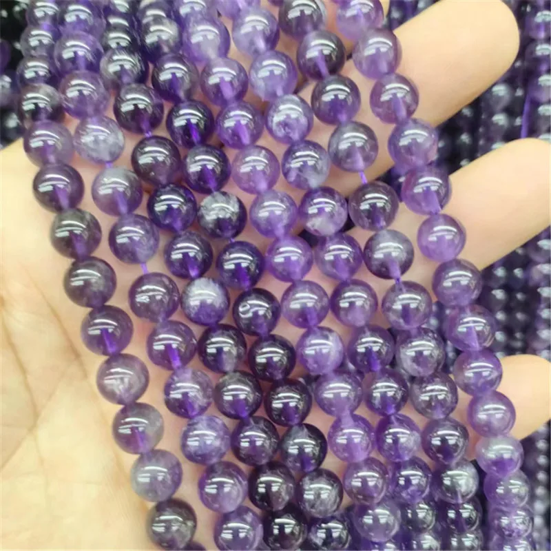 Natural Stone Amethyst Beads 3 4 6 8 10mm Round Loose Spacer Crystal Gems Bead for Jewelry Making DIY Bracelet Necklace 15" image 5
