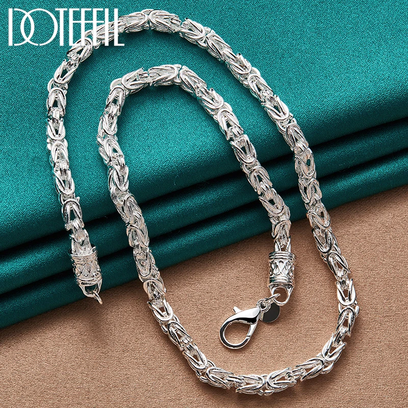 DOTEFFIL 925 Sterling Silver 20 Inch 5mm Faucet Chain Necklace For Women Man Fashion Wedding Engagement Party Charm Jewelry