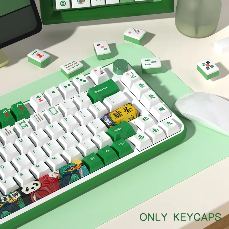 Imagem -06 - Keycaps Temáticos Mahjong para Teclado Mecânico Perfil Cereja Verde Pbt Sublimação Térmica Jogo Bonito do Anime 137 Chaves 158 Chaves