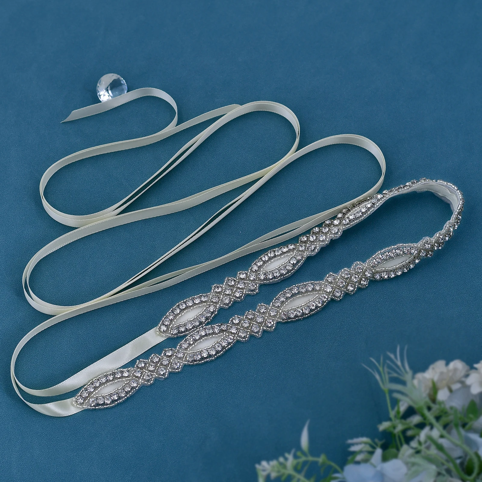 Bride Belts Silver Crystal Waist Sash Appliques Wedding Decoration for Female Ladies Dress Gown Bridal Accessory for Women S332