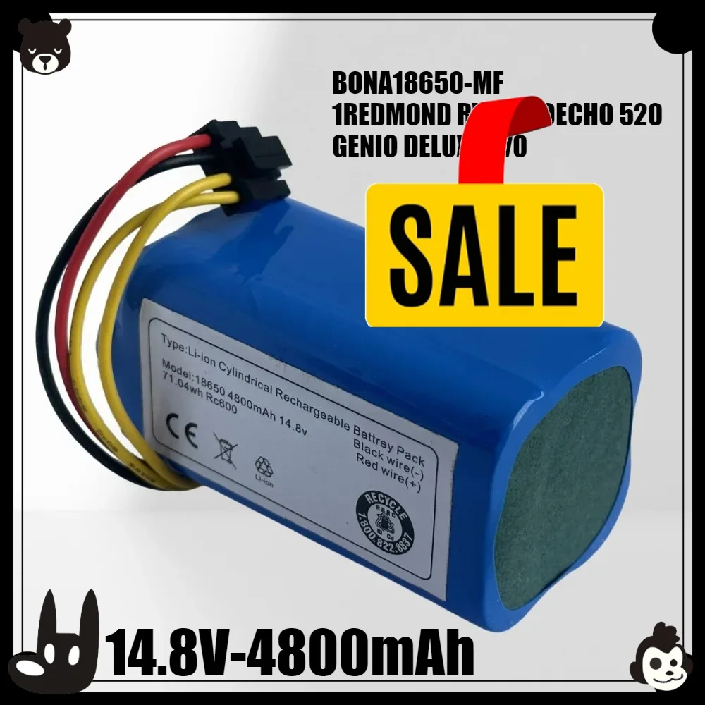 🏗️💎 Li-ion 4800mAh Battery 4ICR19/66 ML:BONA18650-MF1 For CONGA 1290 1390, Polaris PVCR 0920WV Rufer, Redmond RV-R500 Robot