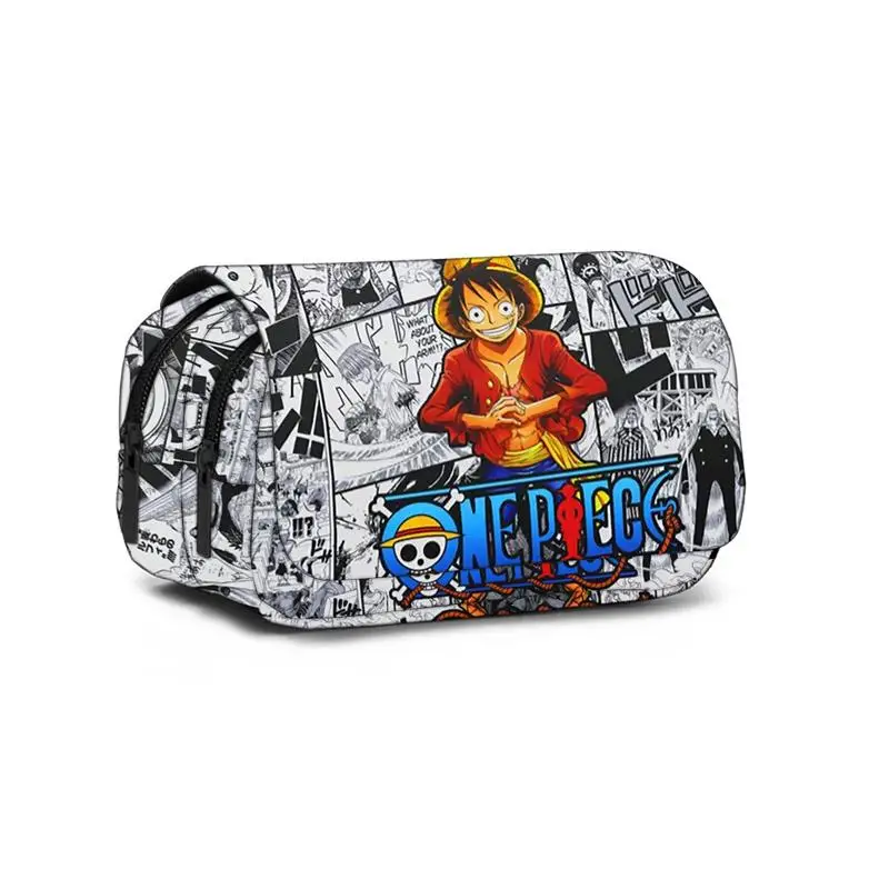 One Piece Anime Stationery Bag Cute Girl Decorate Double Layer Pencil Case Child Toy Cartoon Portable Gift Wholesale