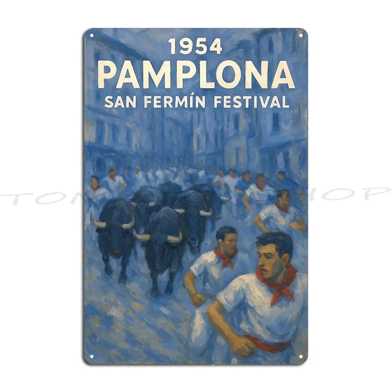 1954 Pamplona San Fermin Festival Metal Sign Cinema Pub Plates Personalized Cave Customize Tin Sign Poster