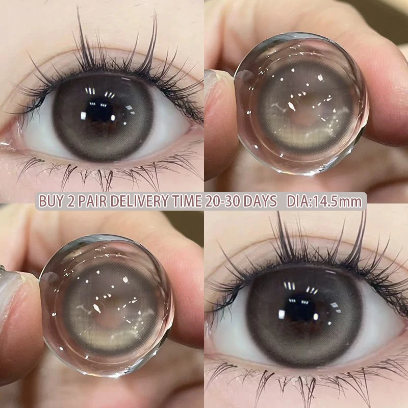 KSSEYE 2PCS Colored Contact Circular Lenses Degree -0.00 to -8.00 Gray Eyes Beauty Pupil Nature Brown Makeup Lens Free Shipping