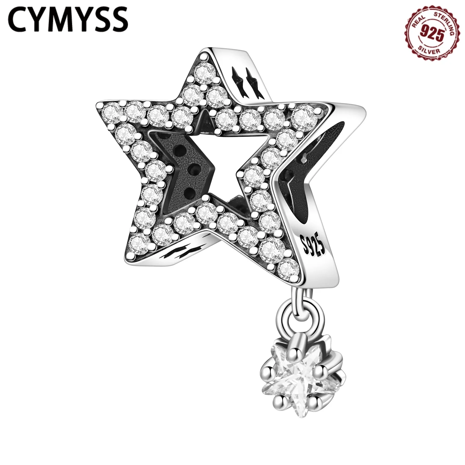 

CYMYSS 2025 New Style 925 Sterling Silver Cutout Tassel Star Zircon Beads Fine Jewellery Birthday Gift Trend Women's Beads