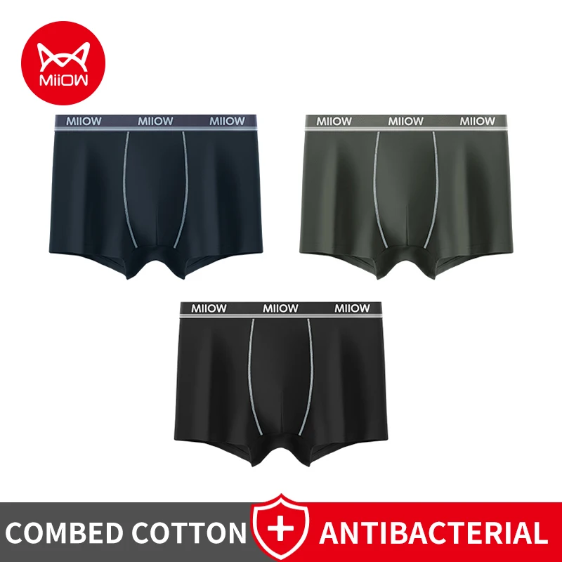 

MiiOW 40S мужское нижнее белье из чесаного хлопка, боксеры 7A, антибактериальные мужские трусы с промежностью, дышащие мягкие мужские боксеры, трусы, плавки
