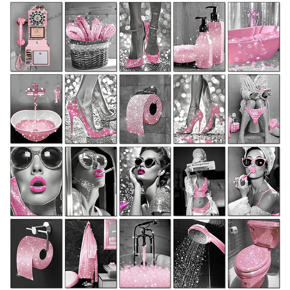 Diy Diamant Malerei Rosa Diamant Frau Personalisierte Mädchen Badezimmer Mosaik Diamant Stickerei Kunst Bild Home Dekoration