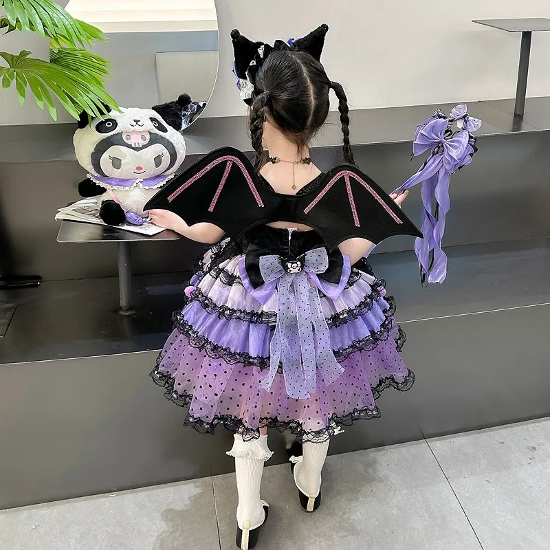 2024 Sanrio Cosplay abiti da principessa Kuromi Lolita primavera autunno Costume per bambini vestito gonna gonfia vestito carino ragazze stile regalo