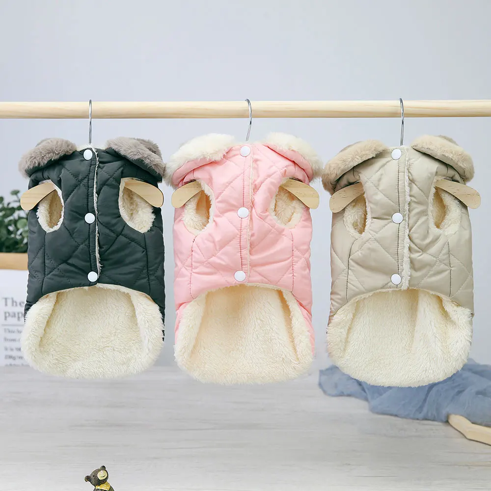 Soft Warm Pet Jacket Clothes 3 Colors Winter Puppy Dogs Cats Clothing Pet Outfits French Bulldog Chihuahua Pug Coat Vest S-XXL