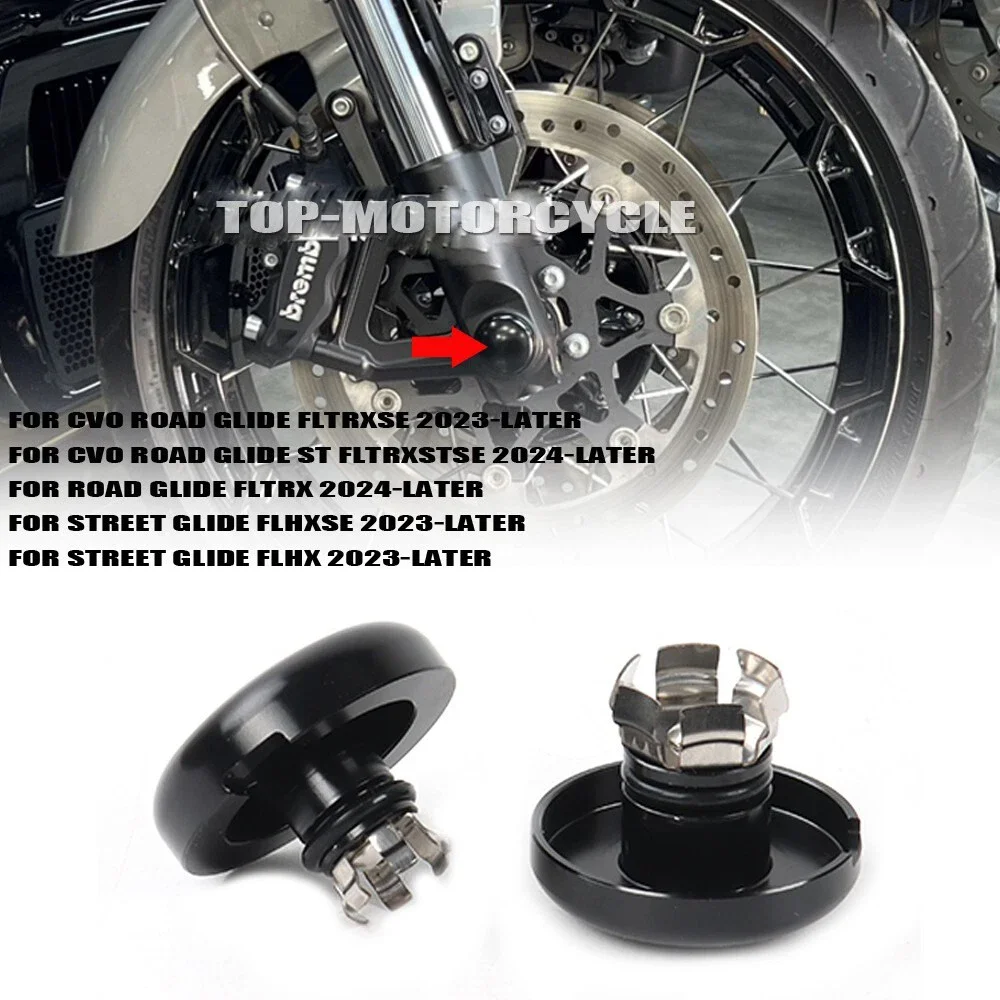 

Motorcycle Front Axle Nut Caps Gloss Fit Bolt Covers Pivot Black Direct Fit For Harley CVO Street Glide FLHXSE 2023-2025