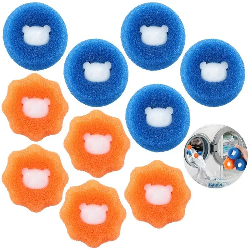 10Pcs Hair Removal Cleaning Balls Clothes Adsorption Hair Catcher Hair Remover For Laundry Washing Machine Hair Removal Sponge