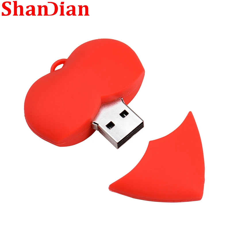 Gifts For Kids Red Heart 64GB USB Flash Drive Silicone 32GB Pen Drives Creative Gift 16GB Memory Stick 8GB Beautiful U Disk  2.0