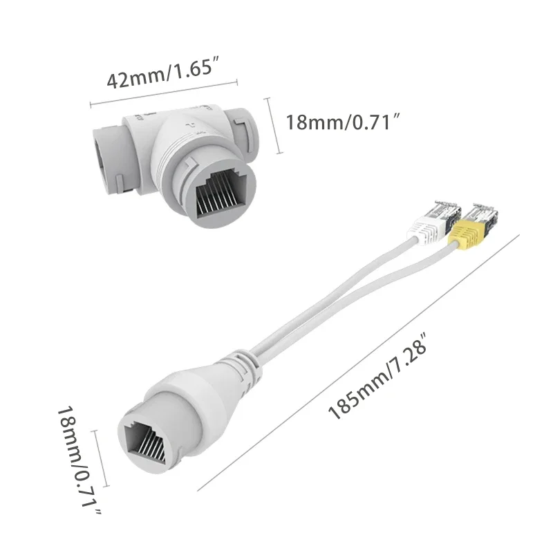 Divisor conector Cable simplificado para cámara POE, conector Cable 2 en 1, instalación cámara POE con cabezal RJ45