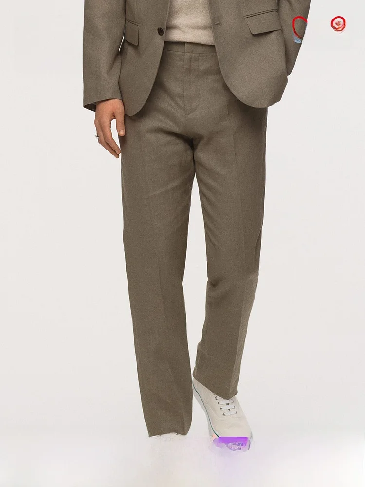 

H&M Spring New Men's Slim Fit Linen West Pants 258907 Busin Formal Trousers Comfortable Breathable Eco-Friendly Linen