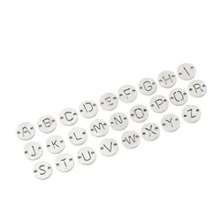 26pcs 6mm Wholesale Stainless Steel 26 Letters Smooth Connector Charms Pendant DIY Necklace Bracelets Unfading Colorless