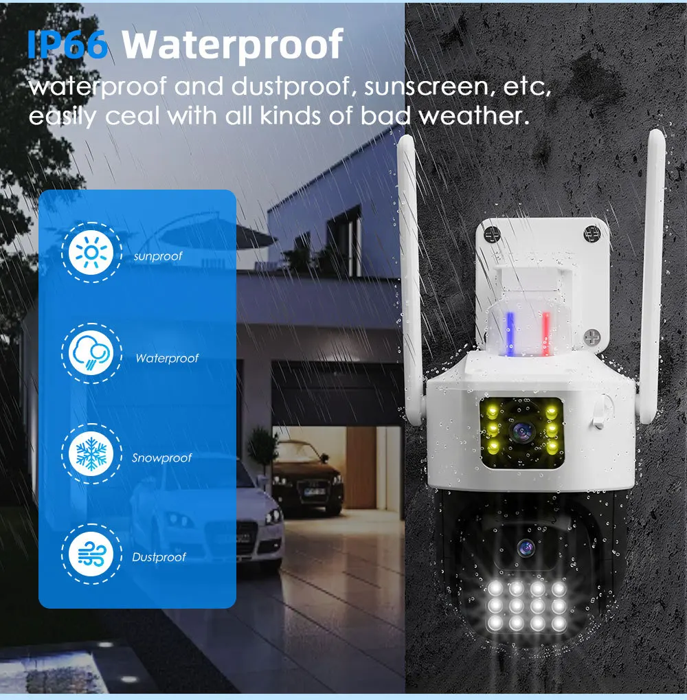 Carecam APP  PTZ Wifi 4MP UHD  Dual  Lens  Alarm  IP Dome Camera Full Color AI Humanoid Detection Security CCTV Baby Monitor