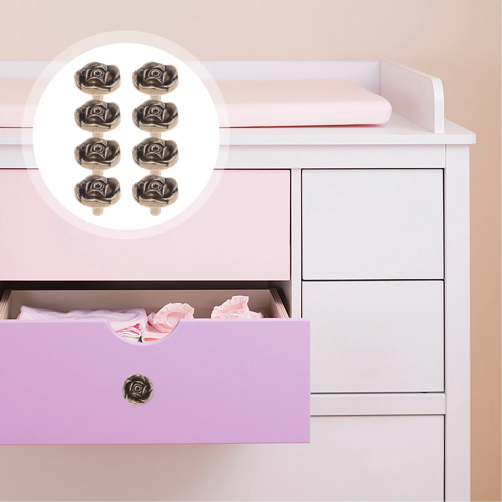 

8 шт. винтажных ручек-цветов в форме розы для шкафов, прозрачные ручки-кнопки для ящиков, для комодов, дверей шкафов, декора мебели