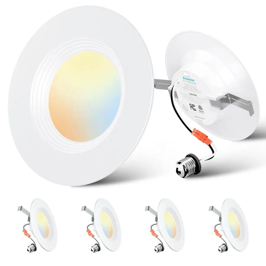 

Светодиодные встраиваемые светильники 5-6 дюймов, 5CCT, 4 шт., для модернизации, с рассеивателем, диммируемые, 9-110 Вт, 1000 лм, 2700K 3000K 3500K 4000K