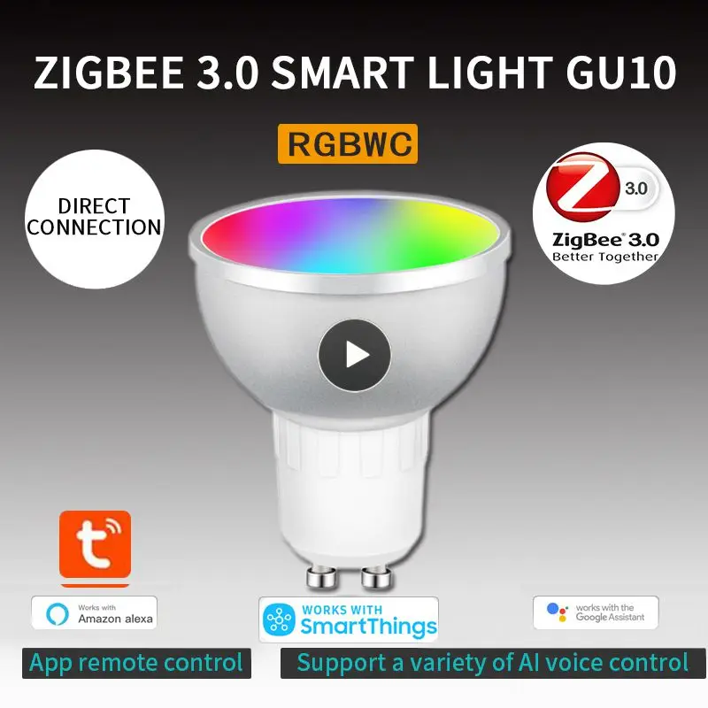 3.0 Smart Bulb RGB+CW Dimmable Tuya GU10 Smart Bulb Voice Control Works With SmartThings App Alexa Home