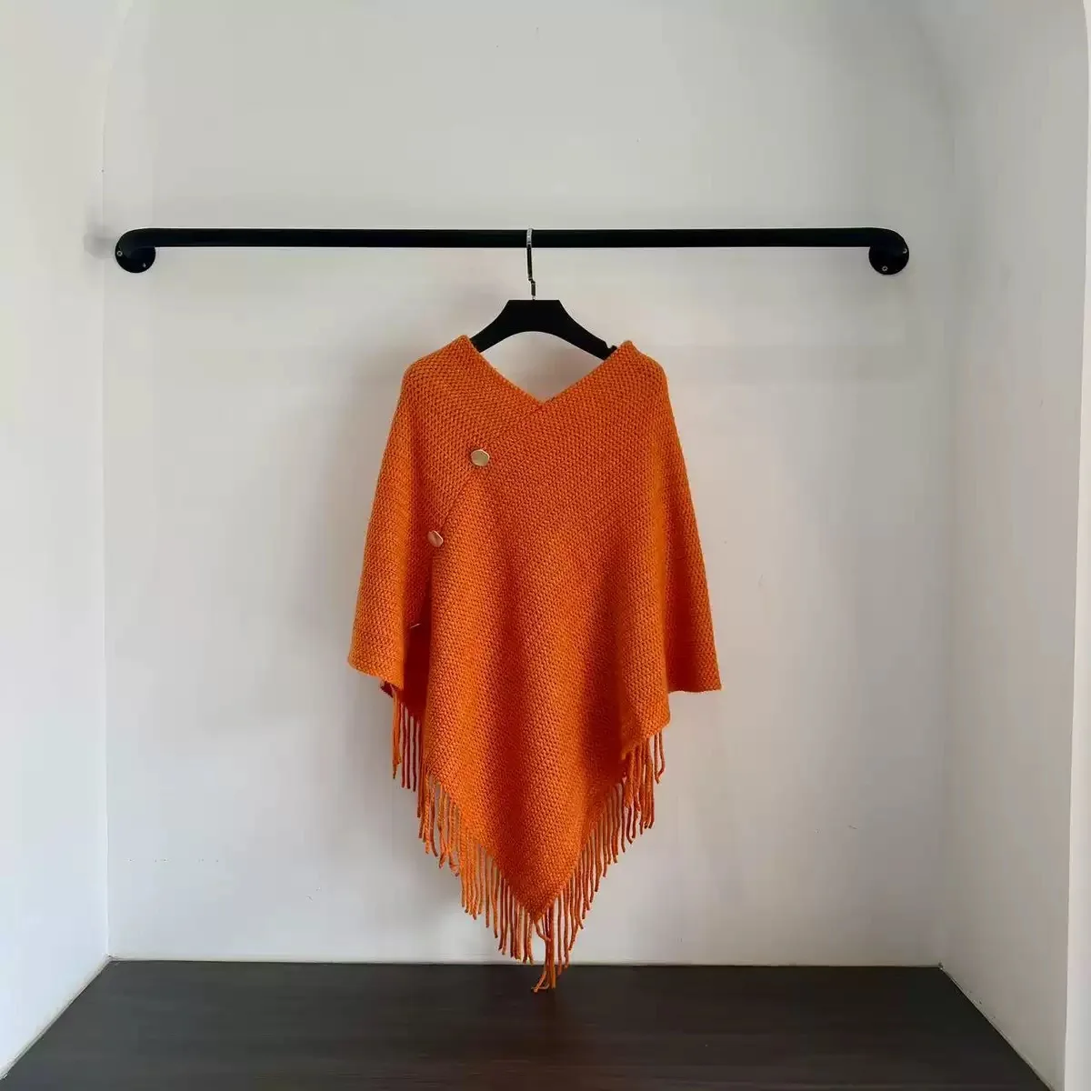 New shawl tassel pullover knitted Poncho women's spring and autumn fashion cape versatile travel warm outer cloak P2