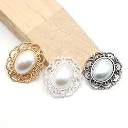 10Pcs 25 * 29MM Oval Retro Pearl Alloy Accessories Diy Wedding Dress Headwear Gift Box Decoration Accessories