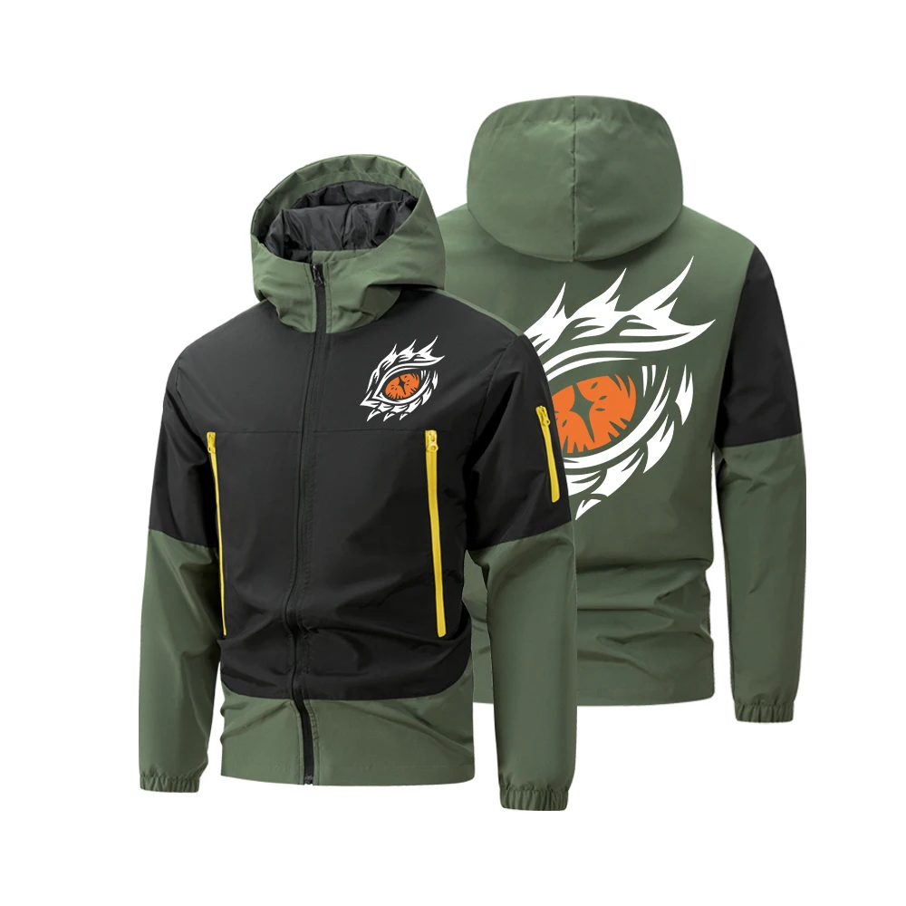 

Men's Color-Blocked Jacket Outdoor Windproof Stand-up Collar Hooded Coat Suitable for Autumn and Winter Camping Daily Casual