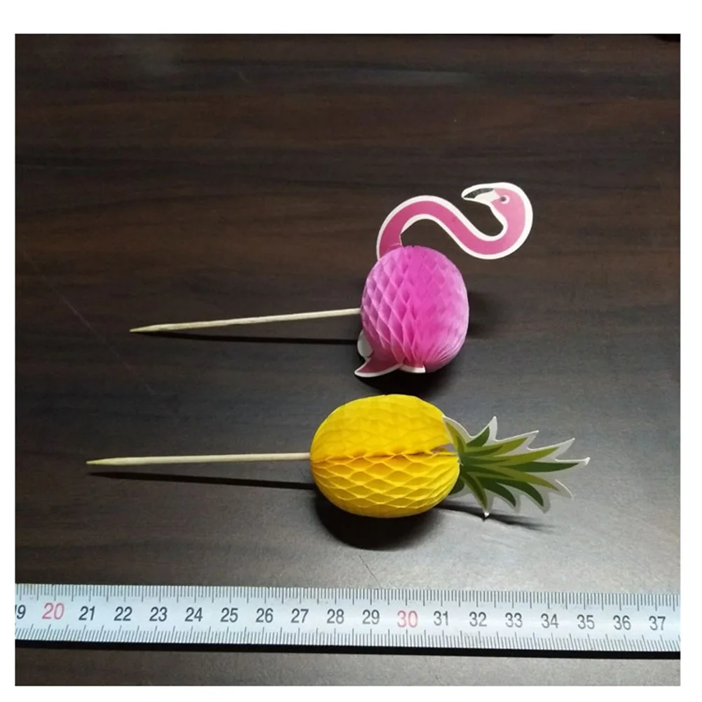 

100Pcs Pineapple Cake Toppers Paper Toothpicks DIY Cupcake Decoration Wedding Birthday Hawaii Party Picks Pineapple Toothpicks