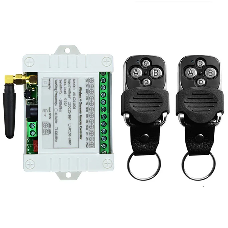 Universal Drahtlose Fernbedienung Schalter 433MHz DC12V 24V 36V 4CH Relais Empfänger Rf Sender Für Garage/Tor/motor/Licht/Lampe
