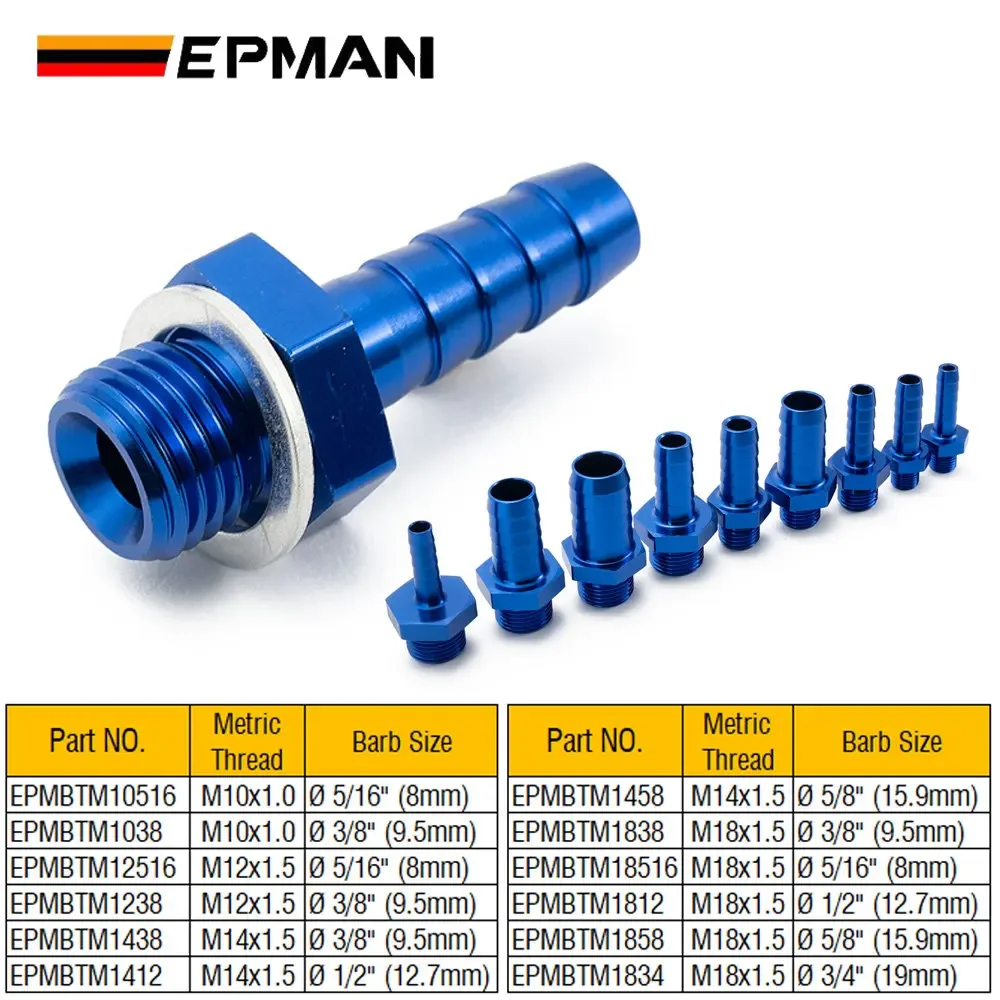 EPMAN 10PCS Blue Metric M10x1.0 M12x1.5 M14x1.5 M18x1.5 To 5/16