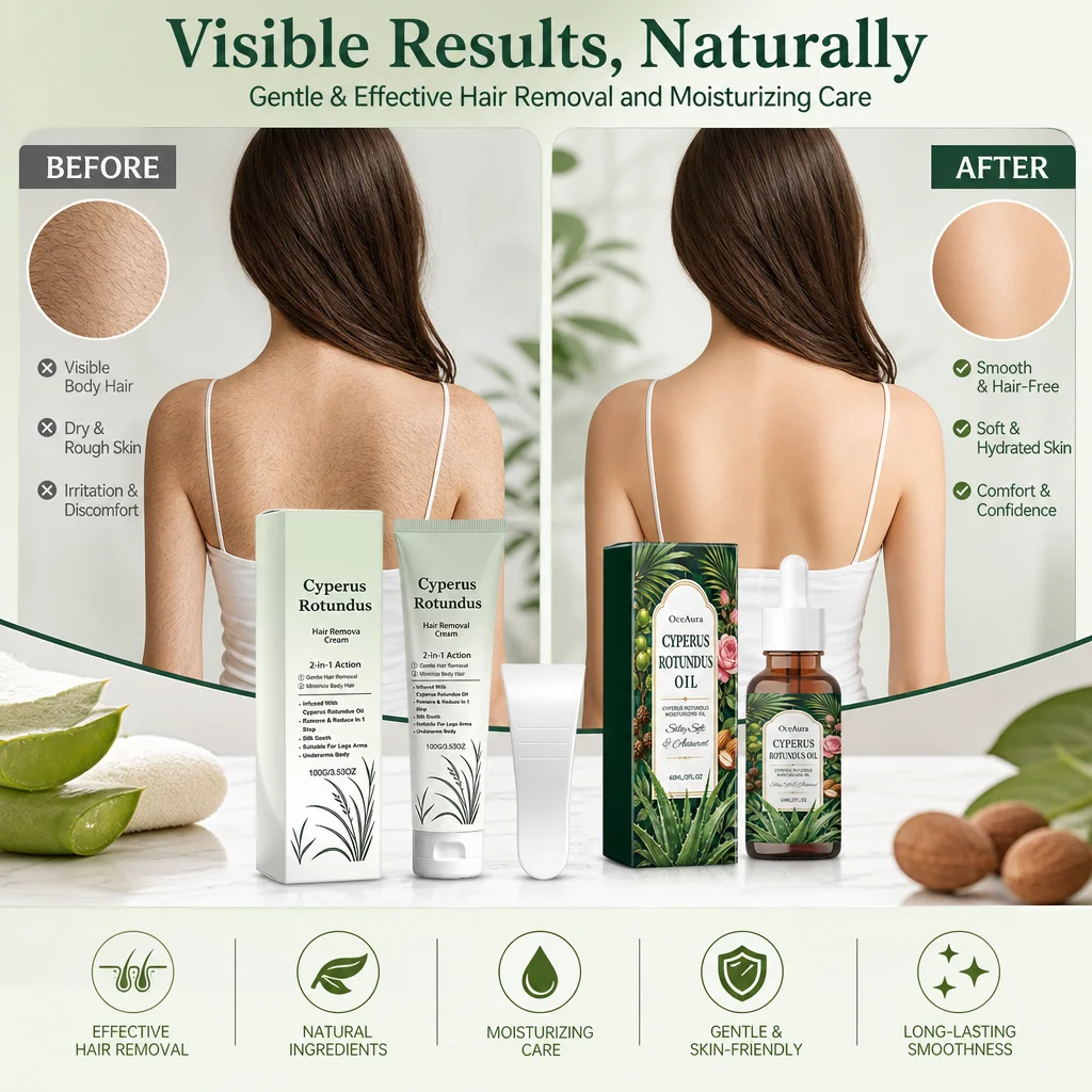 Cyperus rotundus oil Hair Removal Cream Body Hair Removal Kit Gentle Skin Care Smooth Skin Moisture Hair Removal Oil Home Beauty