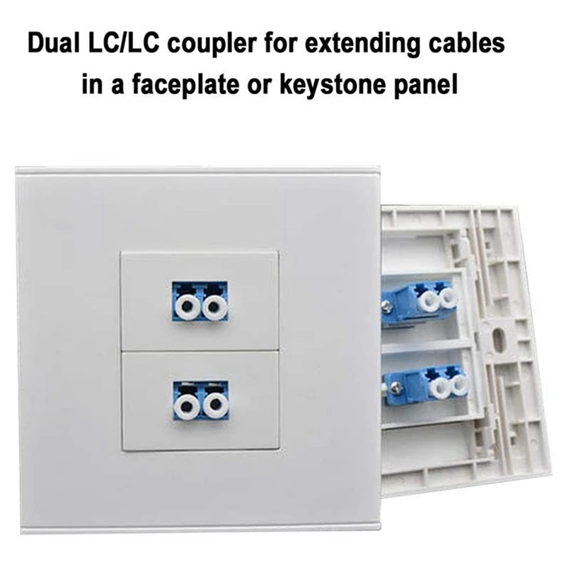 10X LC Fiber Optic Adapter LC To LC Duplex Multimode 10GB F/F Keystone Coupler For Wall Plates, Patch Panels