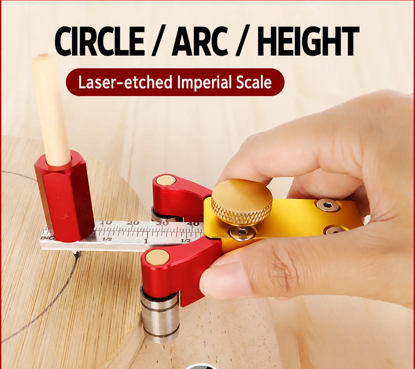 3 in 1 Woodworking Marking Gauge Parallel Scribing Circle Drawing Height Measuring Tool with Imperial Scale