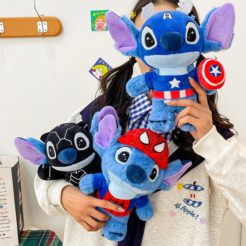 Disney Stitch Peluche Bambola di pezza Supereroe Cartoon Lilo & Stitch Bambini Compleanno Regalo di Natale Ripemption Decorazione della stanza delle bambole