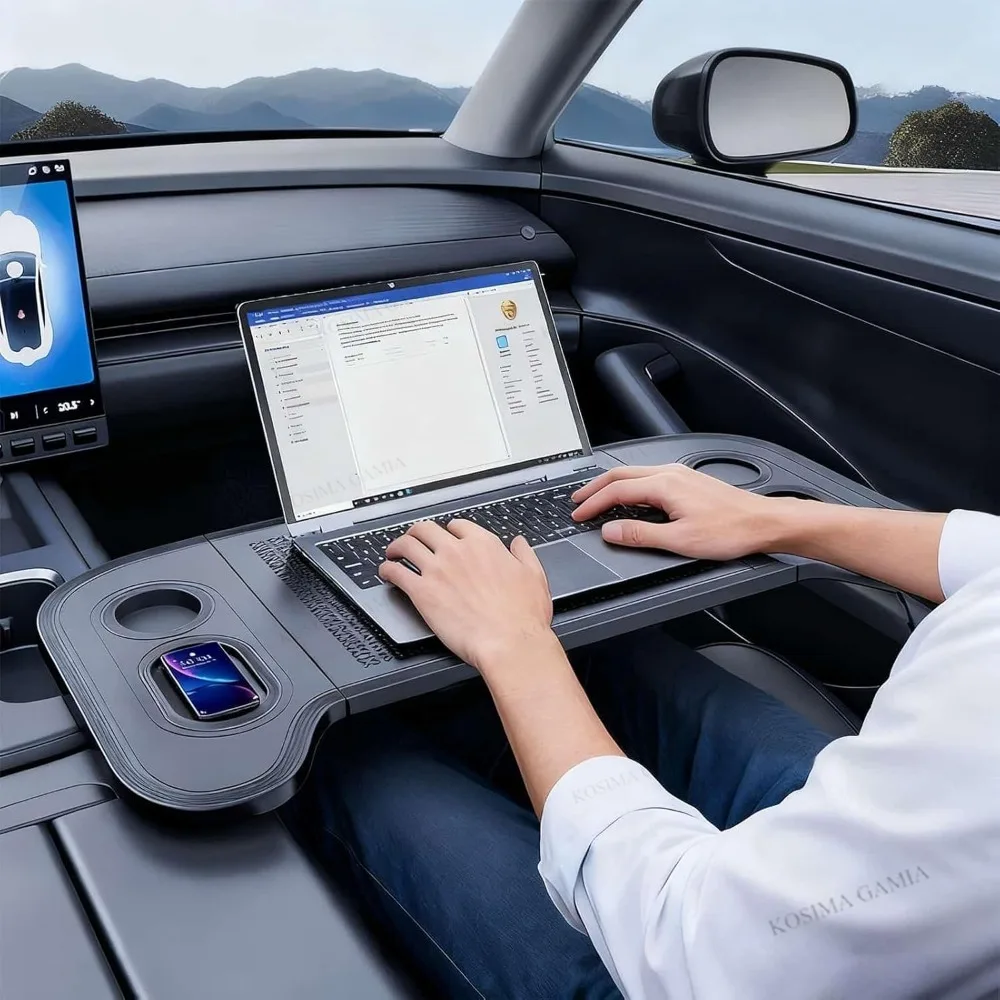 Steering Wheel Tray | Foldable Auto Eating Tray - for Drivers Travelers Truck Daily Commute Road Trips Camping SUVs RVs Sedans