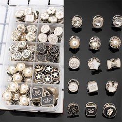 50pcs/set Women Fashion Pearl Blouse Button Sewing-free Shirt Brooch Buttons Clothing Decor Accessories Set