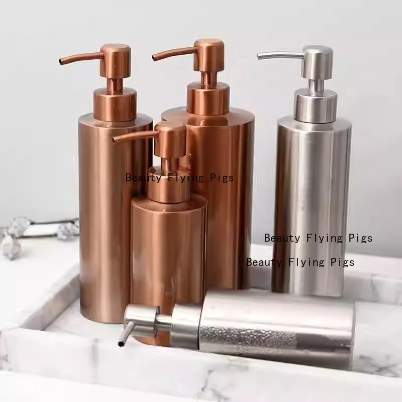 1pc Stainless Steel Seated Soap Bottle Hotel Packaged Shampoo Bottles Shower Gel and Hand Sanitizer Bathroom Accessories