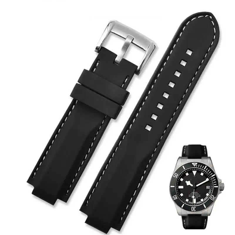 

SCHIK Silicon Watchband For Tudor PELAGOS Series 25500TN 25600TN Black Waterproof Rubber 22mm Dedicated Lug Watch Belt