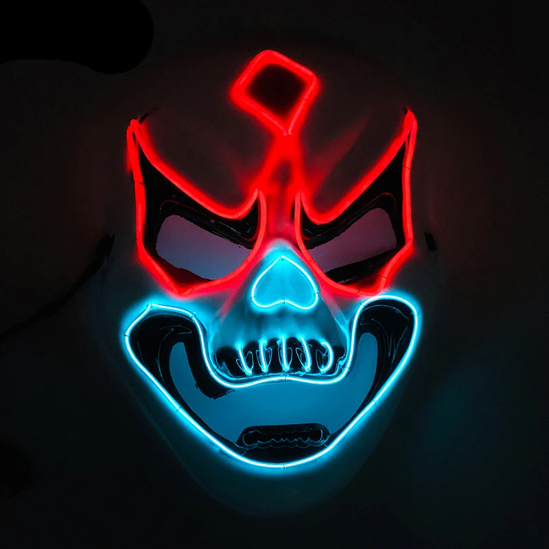 Horror-LED-Licht-Gesichtsmasken, gruselige leuchtende Maske für Männer, leuchtende Maske, Verkleidungsmaske, Kostümzubehör