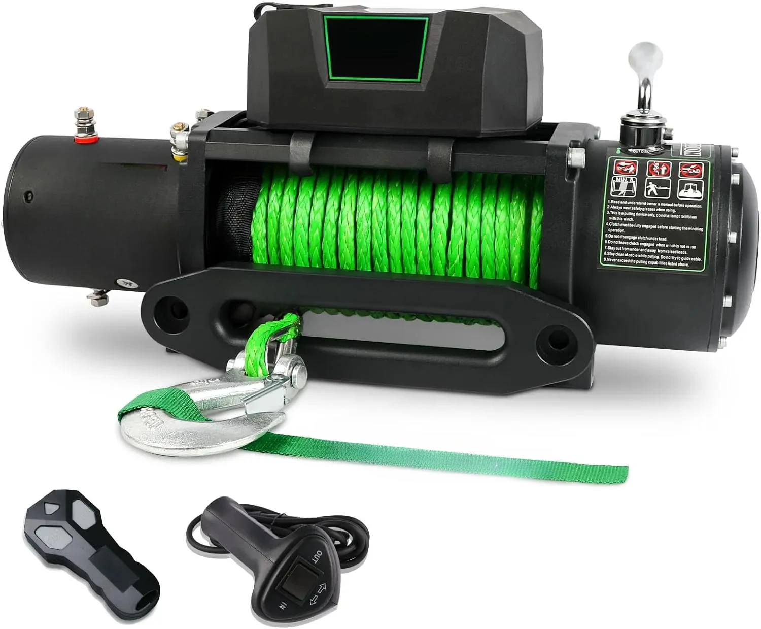 12V Waterproof Electric Winch Synthetic Rope Winch with Wireless