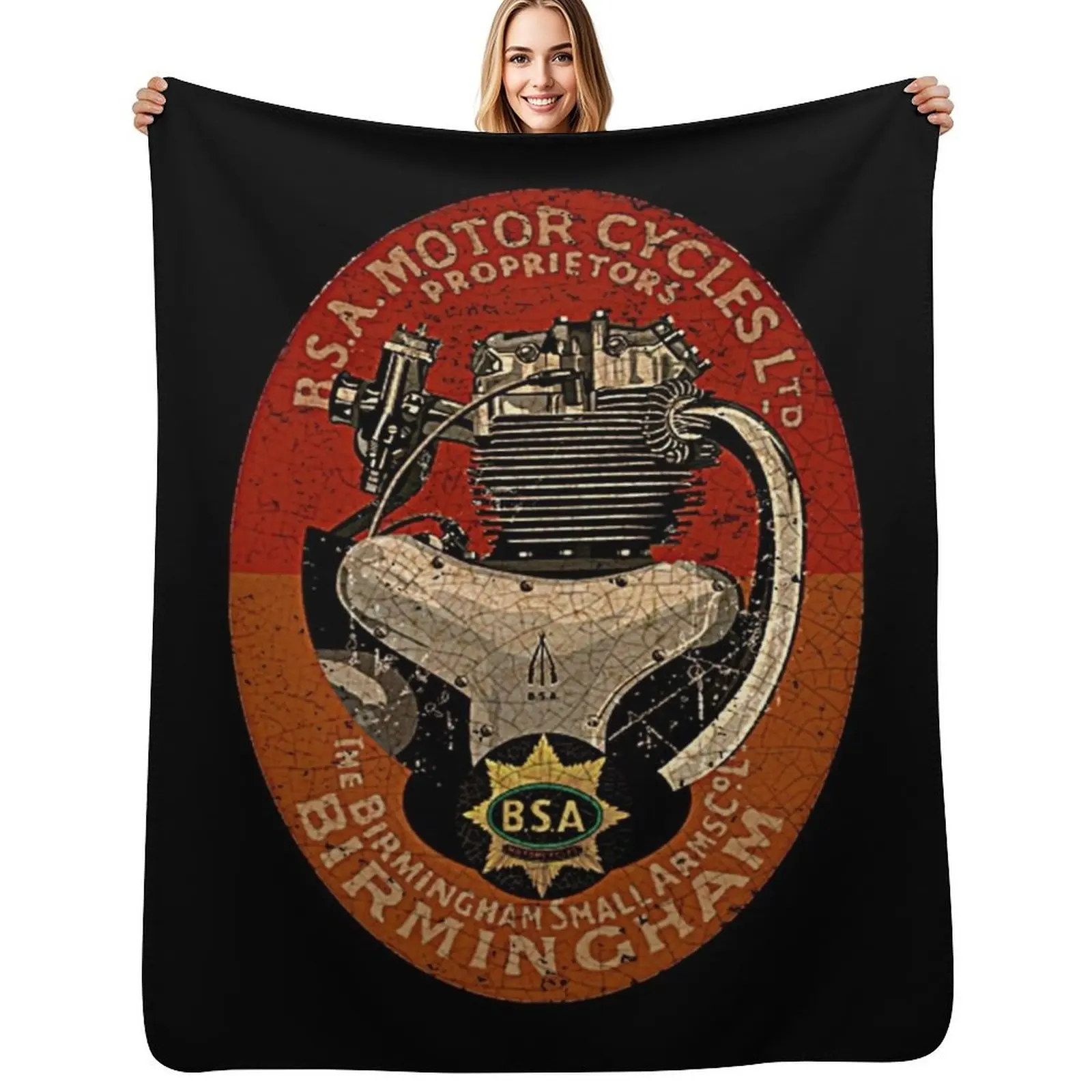 BSA Motorcycles UK Throw Blanket Comforter Quilt Personalized Gift Plush Soft Big Single Blankets
