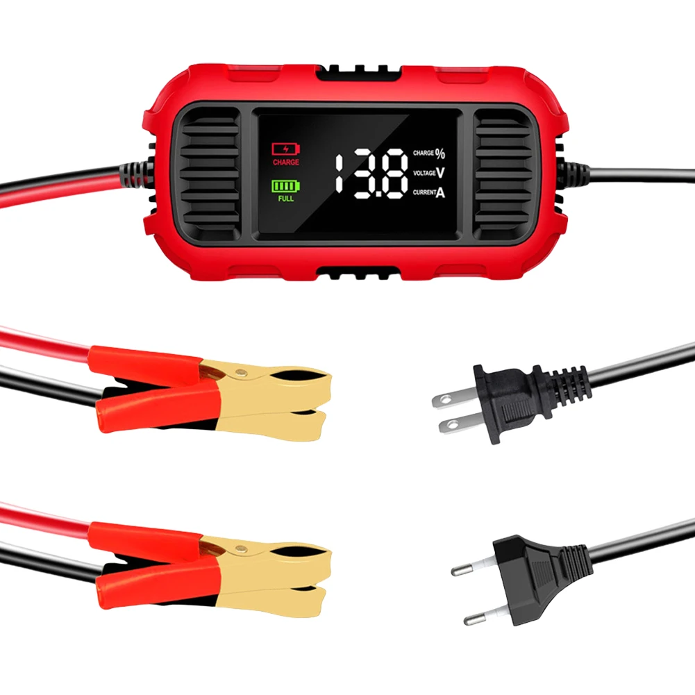 12V 2A Car Battery Charger Digital Display Smart Battery Charging Tool Battery Trickle Charger Maintainer for Car Truck Battery