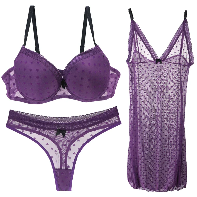 نوفيل سلس المرأة الشعور بالملابس الداخلية فستان شفاف BC كوب عارية الذراعين إغلاق البرازيلي مجموعات رفع مثير الدانتيل الملابس الداخلية