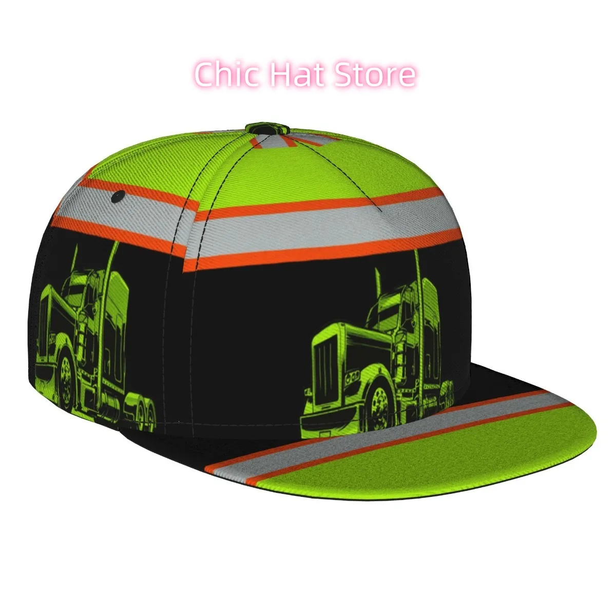 American heavy-duty truck pattern Snapback Hat - Adjustable Baseball Cap with All-Over Positioning Technology, Breathable Li