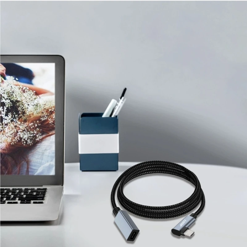 Cable de extensión USB C de ángulo recto 90° 480Mbps  2.0 Cable macho a hembra