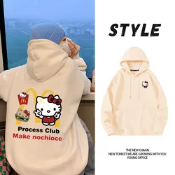 Hello Kitty Hoodie Women's Hoodie Spring and Autumn 2024 New Loose Oversize Women's Hoodie Top Cartoon Style Couple Hoodie Coat