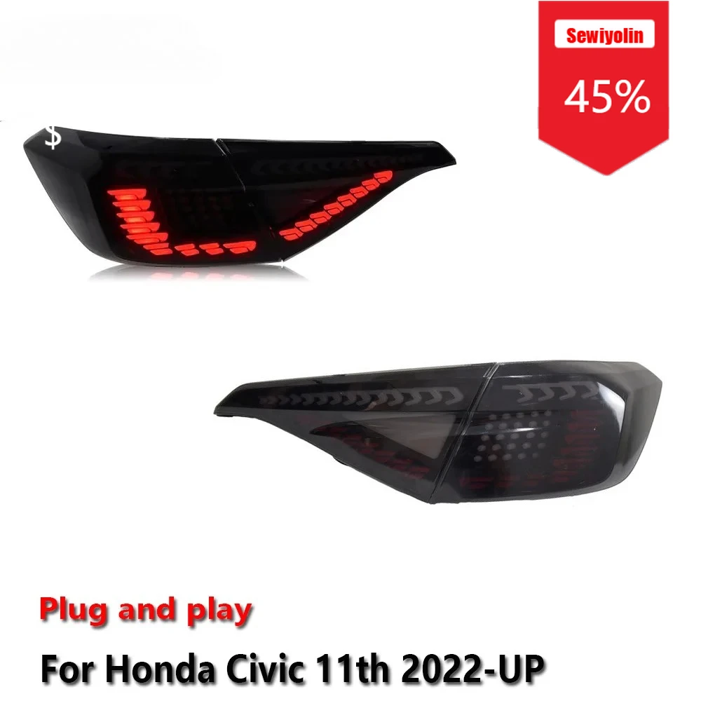 

Sewiyolin автомобильные светодиодные задние фонари в сборе для HONDA Civic 11th 2022-UP авто противотуманные DRL тормозные указатели поворота Plug and Play