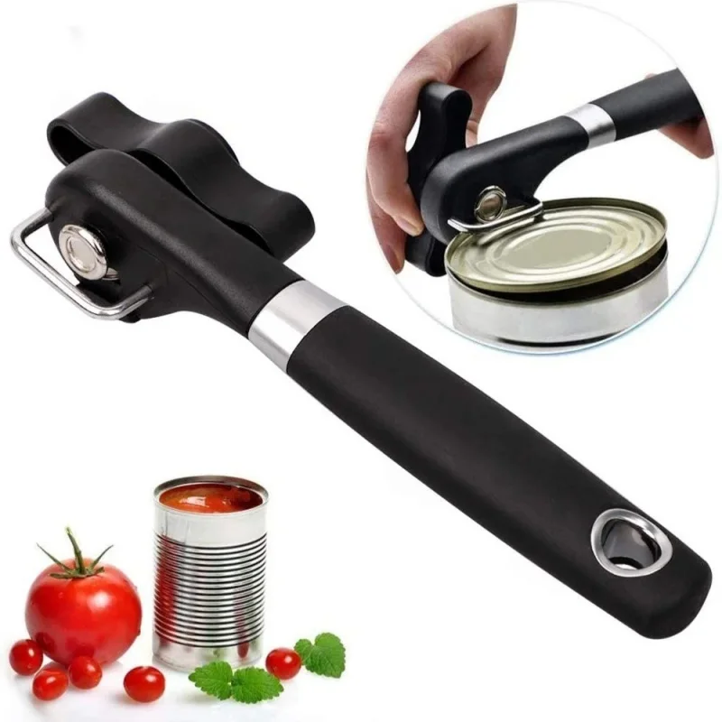 Safe Cut Can Opener, Smooth Edge Can Opener handheld, Food Grade Stainless Steel Cutting Can Opener for Kitchen & Restaurant