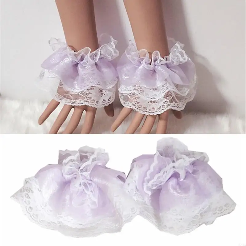 

Breathable Ruffled Lace Hand Sleeves Fashion Roleplay Event Handwear Accessory Wrist Cuffs Sleeves for Anime Party 6XDA 6XDA