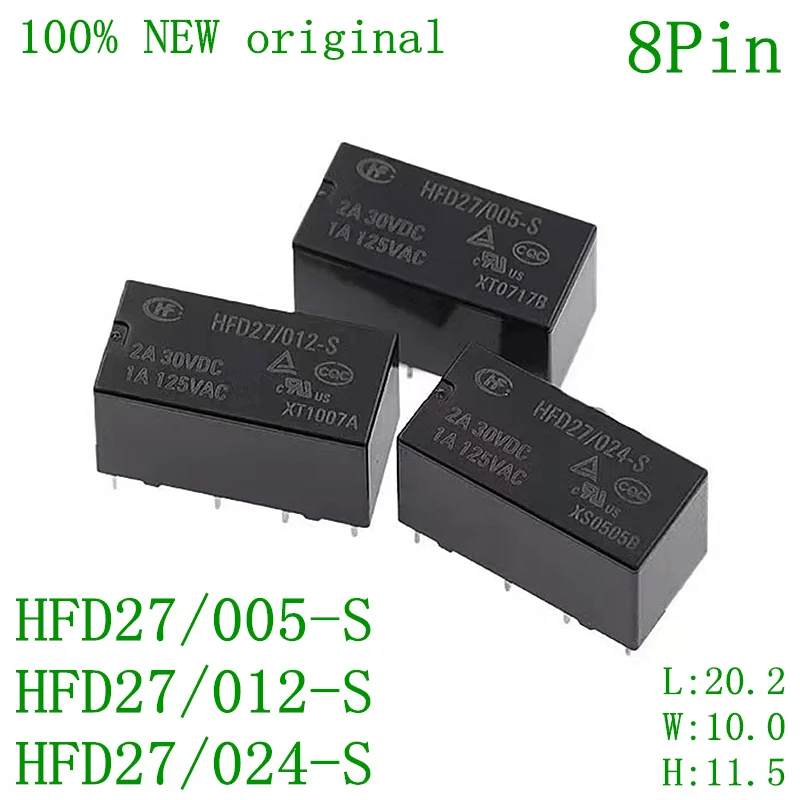 

10PCS HFD27-005-S HFD27-012-S HFD27-024-S Relay JRC-27 DC 5V 12V 24V 8Pin/DIP 100% New original